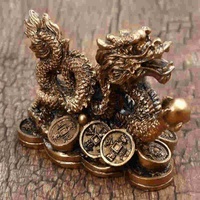 Statue de dragon doré du zodiaque chinois, en aluminium, murale, mobile, décoration de bureau à domicile, Feng Shui, 2 pièces, YLM3005