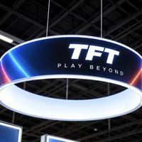 Stand d'exposition 20x20 pour salon professionnel HFA avec enseigne suspendue et caissons lumineux sur pied