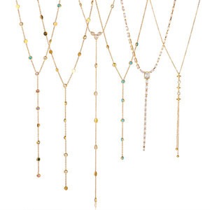 <span class=keywords><strong>Collier</strong></span> Tendance Doré Anti-Ternissement en Acier Inoxydable Véritable 18K, Beaux Bijoux Zircon pour Femmes - Product Image 5