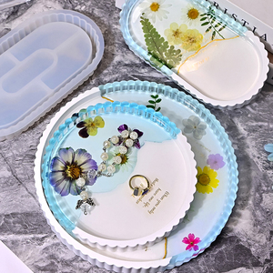 แม่พิมพ์ซิลิโคนทรงกลมลายทาง DM1186 สำหรับทำถาดเก็บของ แม่พิมพ์เรซิ่นอีพ็อกซี่รูปวงรีสำหรับทำจานปูนปลาสเตอร์ ของตกแต่งบ้าน - Product Image 2