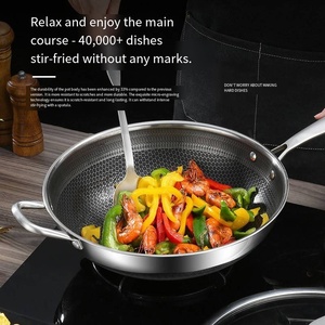 <span class=keywords><strong>Wok</strong></span> de Aço Inoxidável Dupla Face com Revestimento Antiaderente de Tela Inteira e Fundo Composto Compatível com Indução - Product Image 5