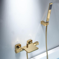 Ensemble de robinet de baignoire cascade moderne en laiton noir Robinets de salle de bains à double poignée Tenture murale Robinets de bain-douche