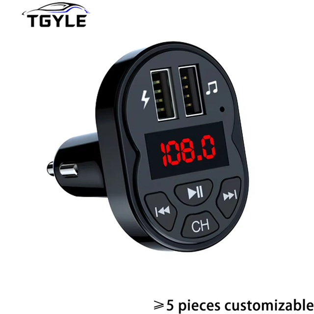 5.0 Car FM Transmitter Hands-Free Audio Receiver MP3 Player SD Card Phone Holder 3.1A Dual USB Fast Charger Wireless 1 Year