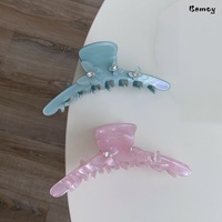 Pince à cheveux Bemay Light Luxury 3D en acétate effet cristal d'eau, motif fleur et papillon arc-en-ciel, pour femme, usage quotidien, pince requin pour l'arrière de la tête, pince à tresses