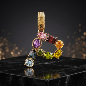 18K Gold Pendant Necklace With Multicolor Gemstones Luxury Women Jewelry - Product Image 2