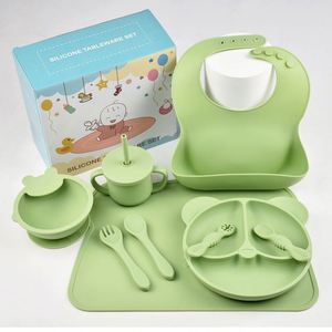 Juego de alimentación de silicona para bebés al por mayor, plato con forma de oso, tenedor, cuchara, tazón con ventosa, apto para lavavajillas, utensilios de comedor para niños - Product Image 4