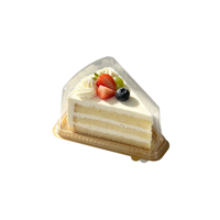 Boîte d'emballage individuelle pour tranches de gâteau, logo personnalisé, boîte triangulaire en plastique noir pour tranches de mousse au fromage avec couvercle transparent
