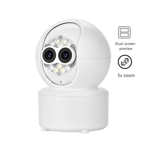 圆顶双目PTZ 8X变焦IP Icsee相机智能家居移动跟踪360度全景安全网络监视器