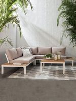Ensemble de meubles d'extérieur imperméables toutes saisons de style nordique, ensemble de salon de jardin en teck, canapé de jardin haut de gamme personnalisé
