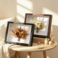 Cadre photo personnalisé 4x6 en bois à suspendre au mur, fleurs séchées, spécimen de papillon, fait main, DIY, pour table
