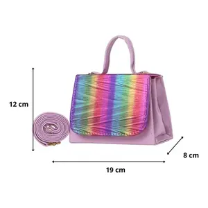 Bolso Bandolera Lila para Mujer, Material PU, Cierre de Solapa, Diseño a Rayas, para Uso Diario - Product Image 3