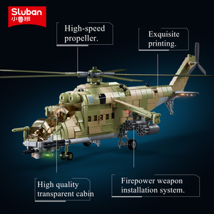 <span class=keywords><strong>Sluban</strong></span> B1137 : Ensemble de construction d'hélicoptère de transport armé 3 en 1, 893 pièces, briques compatibles avec les principales marques - Product Image 2