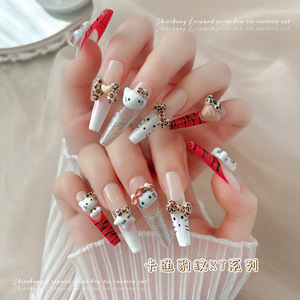 Accesorios de <span class=keywords><strong>Uñas</strong></span> con Diseño de Leopardo y <span class=keywords><strong>Hello</strong></span> <span class=keywords><strong>Kitty</strong></span>, Nuevos Adornos de <span class=keywords><strong>Uñas</strong></span> con Lazo y Corazón de Dibujos Animados - Product Image 4