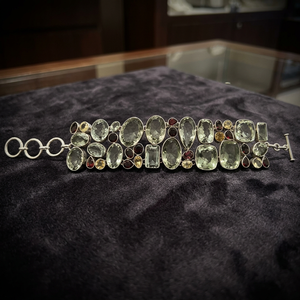 Bracelet manchette bohème en argent 925 avec pierres de cristal naturelles serties clos, bijoux pour femme, usage quotidien - Product Image 2