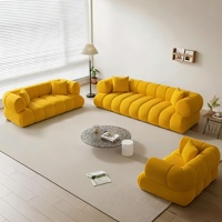Canapé d'angle modulable de luxe de designer européen, canapé-lit nuage moderne en tissu jaune pour salon
