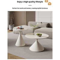 Table basse ronde moderne en pierre frittée, portable, décorative, minimaliste, créative, blanche, pour petit salon ou maison