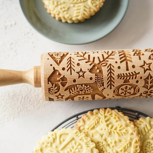 Tùy chỉnh khắc gỗ cán Pin-Rắn gỗ khuôn mẫu bột lăn để nướng, OEM ODM dịch vụ với logo - Product Image 5