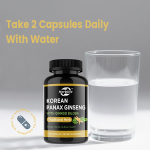 Cápsulas de Panax Ginseng coreanas OEM de etiqueta privada con suplementos de extracto de Ginko Biloba Soporte de energía, memoria y salud cerebral - Product Image 4