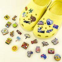 Grosir Aksesoris Sepatu Bertema Australia, Hiasan Sepatu Clog PVC Lunak 2D, Aksesoris Sepatu Selancar Tahan Air untuk Anak dan Dewasa