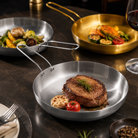 Plat de service coréen en acier inoxydable doré, rond, avec longue poignée, pour barbecue, dessert et vaisselle