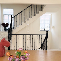 Rampe d'escalier moderne minimaliste en métal noir mat, facile à installer comme balustre pour escaliers intérieurs de villa