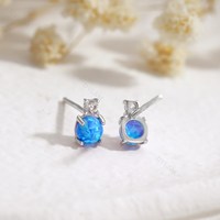 Dyslam – boucles d'oreilles rondes en zircon cubique, en argent Sterling 925, bleu, opale de feu, pour femmes, vente en gros