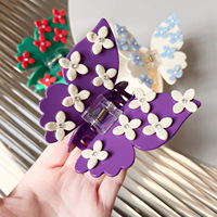 DOWELL Accessoires pour cheveux faits à la main 9 cm, Pince à cheveux papillon en acétate doux, Trèfle à quatre feuilles, Décoration capillaire pour filles