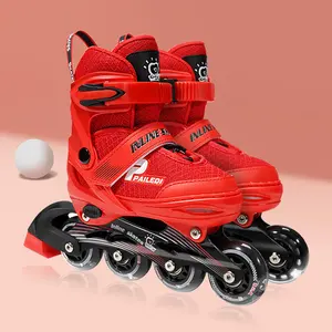 Papaison moda ayarlanabilir tek sıra tekerlekli paten yüksek ribaund 82A PU 4 tekerlekler ile LED ışık paten ayakkabı yetişkin paten stokta