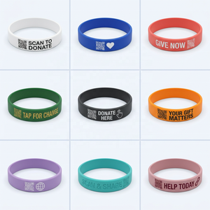 Pulsera de Goma para Recaudación de Fondos con Código QR y Enlace de Donación, Impresión Personalizada, Ecológica, al por Mayor, para Plataforma de Campañas Online de Organizaciones Sin Fines de Ganancia - Product Image 1