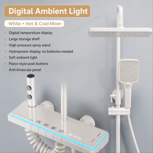 Ensemble <span class=keywords><strong>de</strong></span> douche thermostatique moderne avec affichage numérique <span class=keywords><strong>de</strong></span> la température, lumière LED, pommeau <span class=keywords><strong>de</strong></span> douche supérieur, douchette à main et lance <span class=keywords><strong>de</strong></span> pulvérisation - Product Image 3