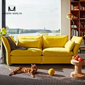 Mariposa פשתן בד ספה סט למעלה מוכרים מודרני חתך ישיבה ספה סלון FurnitureAdjusted קטיפה נוצת ספה