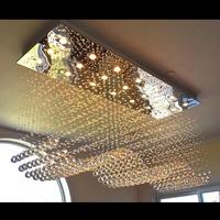 JYLIGHTING Lustre de plafond rectangulaire moderne personnalisé en forme de vague avec cristaux, luminaires suspendus et suspensions pour hôtels et projets d'ingénierie