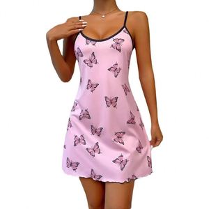 Camisón sin mangas con tirantes para mujer, ropa de casa estilo europeo y americano, conjunto de pijama con cintura elástica para primavera y verano - Product Image 5