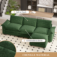 Modulares, erweiterbares, wandelbares Ecksofa-Set, bequemer Cloud Ottoman, L-Form, 6-Sitzer, Chenille-Schlafsofa, tiefe Schaumstoffpolsterung, Massagefunktion