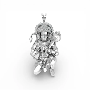 Colgante Sagrado de Lord Hanuman con Circonita en Plata de Ley con Acabado Chapado en Oro de 18K, Diseño Intrincado y Detallado - Product Image 3