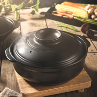 Casserole en céramique noire moderne, durable et créative, multi-tailles, pour restaurant, cuisine domestique, cuisson sur feu ouvert, pot à soupe