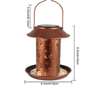 Hängende LED-Solar-Vogelfutterlaterne - Dekorative Metall-Gartenleuchte mit Saatgutschale für Hinterhof & Terrasse