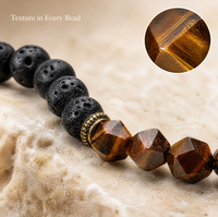 Bracelet en pierre de lave œil de tigre facetté pour hommes et femmes, bracelet en pierre naturelle fait à la main, bijoux en cristal de guérison