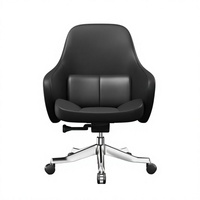 Chaise de bureau ergonomique pivotante moderne en cuir PU, grande et haute, de luxe, pour dirigeant, visiteur, avec roulettes