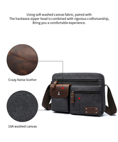 Sac messager ZLD vintage en cuir Crazy Horse et toile pour homme, sac à bandoulière pour tablette 11 pouces, sacoche décontractée pour affaires