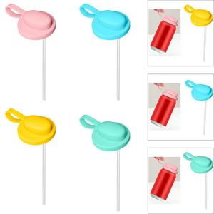 Couvercle de canette en silicone étanche-Couvercle réutilisable et anti-débordement avec paille pour boissons gazeuses - Product Image 4