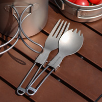 Ensemble de vaisselle en titane télescopique pliant extérieur Portable costume pour Camping pique-nique-cuillère fourchette uniquement ustensiles de cuisine en titane pur