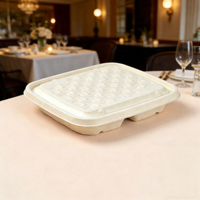Barquette alimentaire jetable compostable moderne Hainan Go Food, assiettes biodégradables à 4 compartiments en bagasse de canne à sucre, boîte à lunch, plateau alimentaire