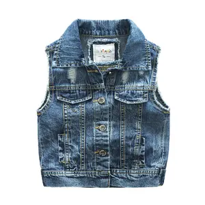 2023 Herfst Mouwloze Meisjes Kids Jeans Vest Jas Groothandel