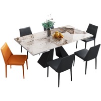 Table à manger rectangulaire extensible et pliable en dalle de pierre, avec structure en acier au carbone – Design moderne minimaliste nordique italien haut de gamme pour