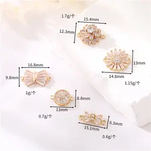 2023 Wholesale Brass 14 k gold bow knot moon star Zircon Stone Pendant Charms for Necklace earring Jewelry Making