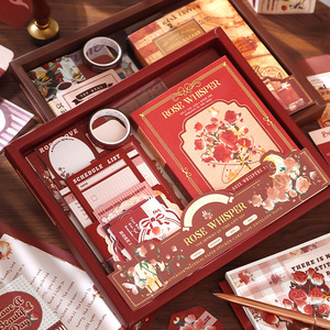 <span class=keywords><strong>Kit</strong></span> de fournitures pour <span class=keywords><strong>scrapbooking</strong></span> et journalisation DIY, 123 pièces, papier de reliure <span class=keywords><strong>vintage</strong></span> à motif de roses et café, couverture de carnet A6 à grille, imprimé - Product Image 2