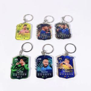 Llavero de acrílico con tarjeta de estrella del fútbol, llavero personalizado con estadísticas del jugador, regalo transparente de acrílico para aficionados al fútbol, colgante para coche o bolso. - Product Image 2