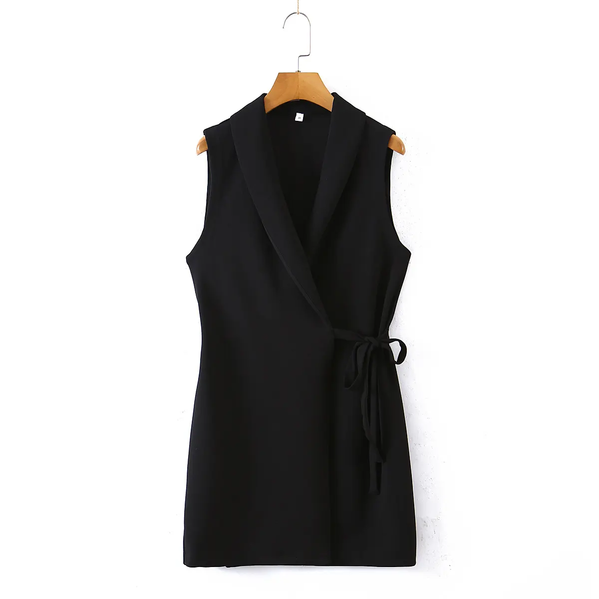 2 colorway notched collar side wrap tie elegant design women slim fit causal short mini vest dress