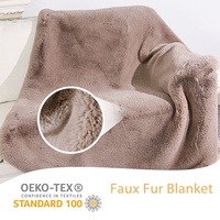 Couverture en fausse fourrure, tricotée double face, écologique, certifiée Oeko-Tex Standard 100, pour toutes les saisons